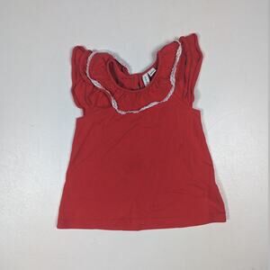 Janie and Jack Tank Top Girls Sz 4 Red Flutter Preppy Classic
